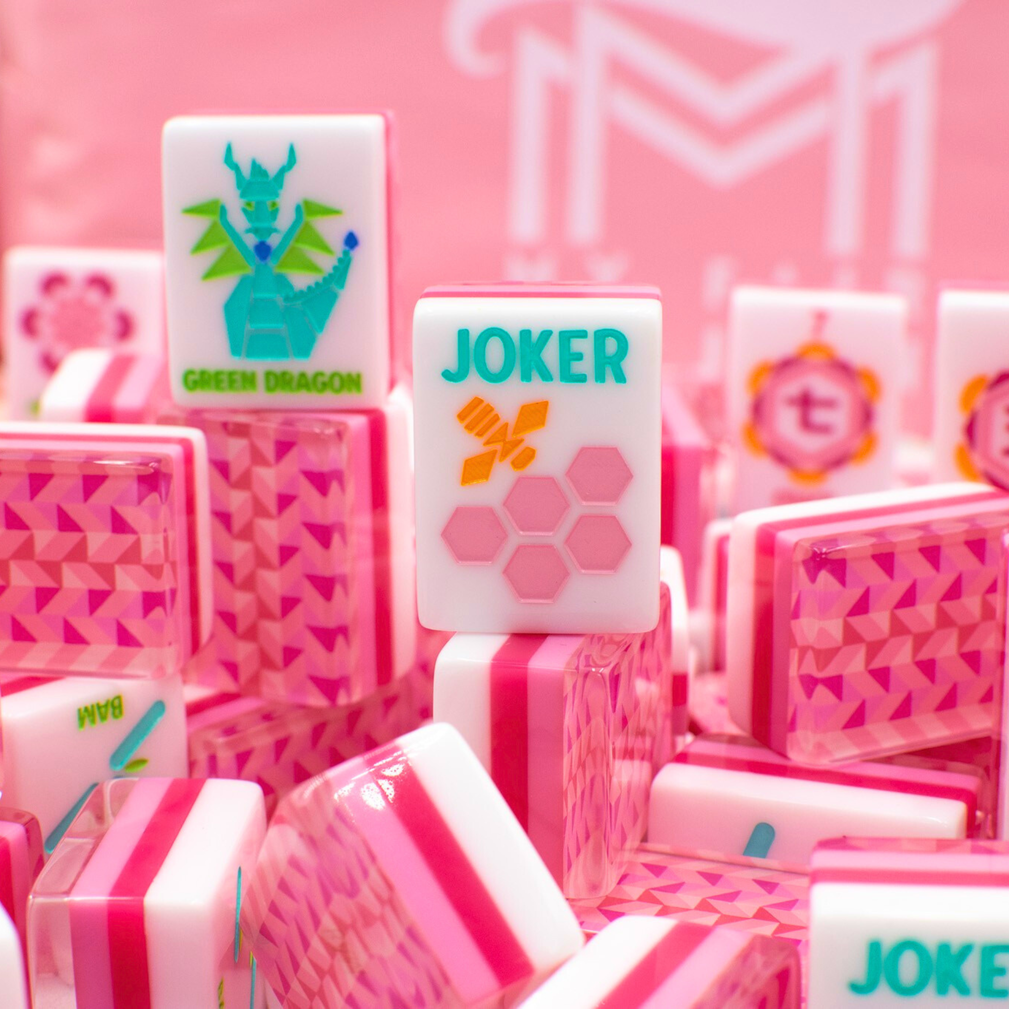 Crystal Prism Pink | Mahjong Tile Set with Bold Angles and Vibrant Vibes