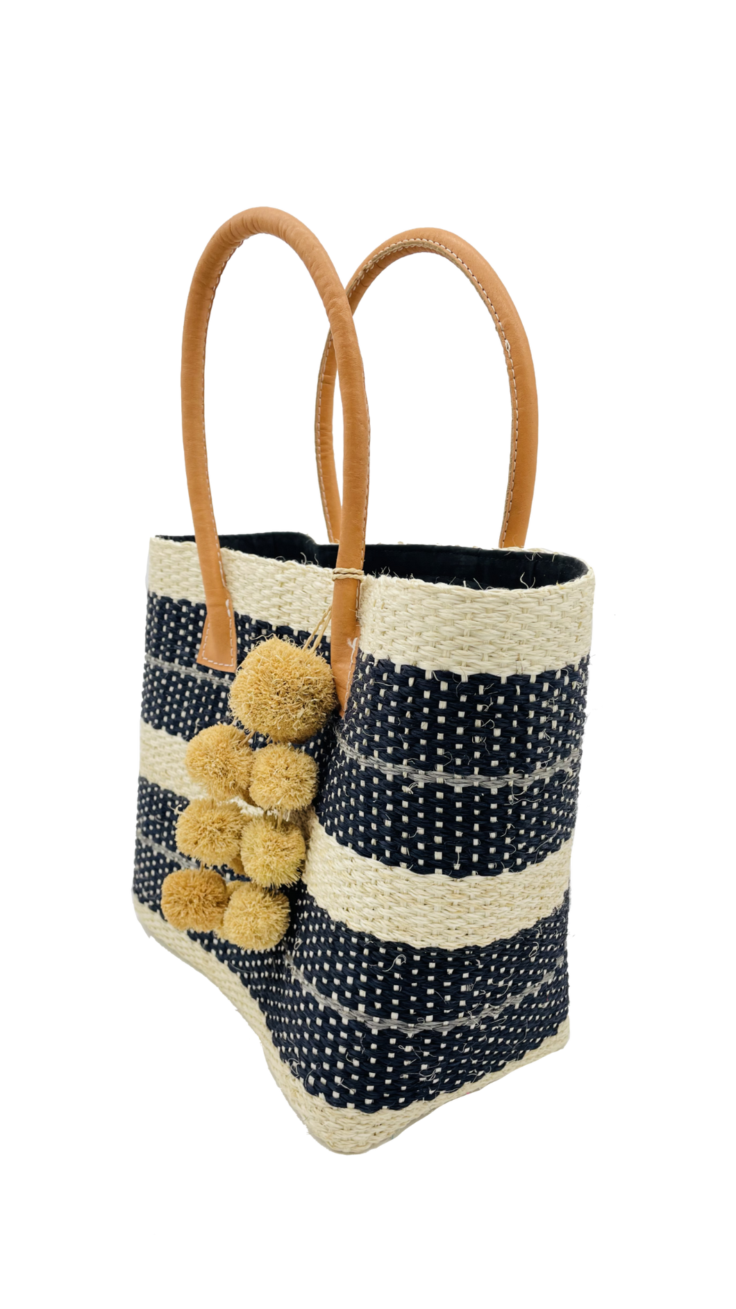Imperial Sisal Basket Bag with Waterfall Pompoms- 2 sizes