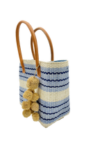 Load image into Gallery viewer, Imperial Sisal Basket Bag with Waterfall Pompoms- 2 sizes
