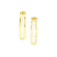 Load image into Gallery viewer, Elongated Loop Brass Stud Earrings
