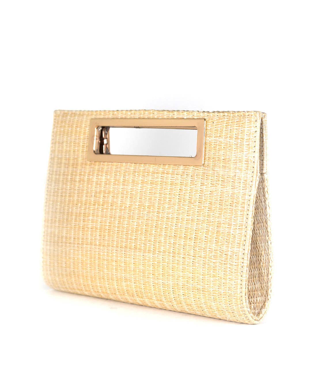 Chloe Straw Clutch with Gold Charm