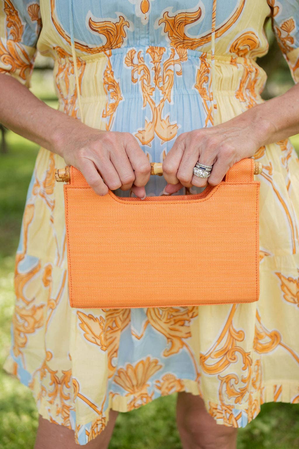 Mary Straw Clutch - Bamboo Natural Handle