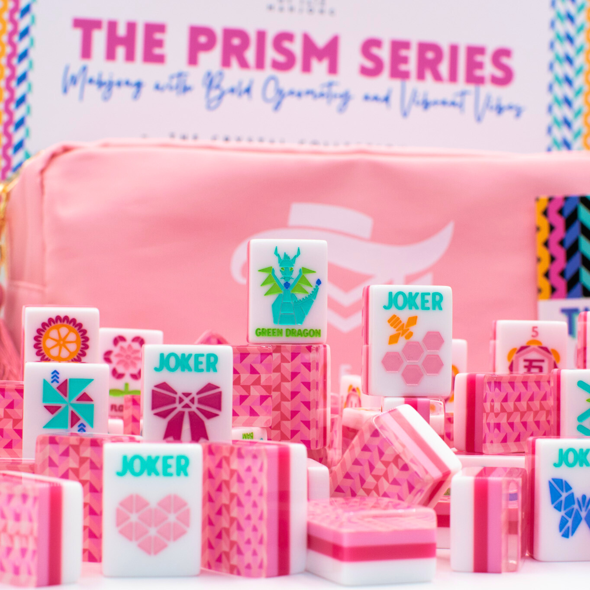 Crystal Prism Pink | Mahjong Tile Set with Bold Angles and Vibrant Vibes