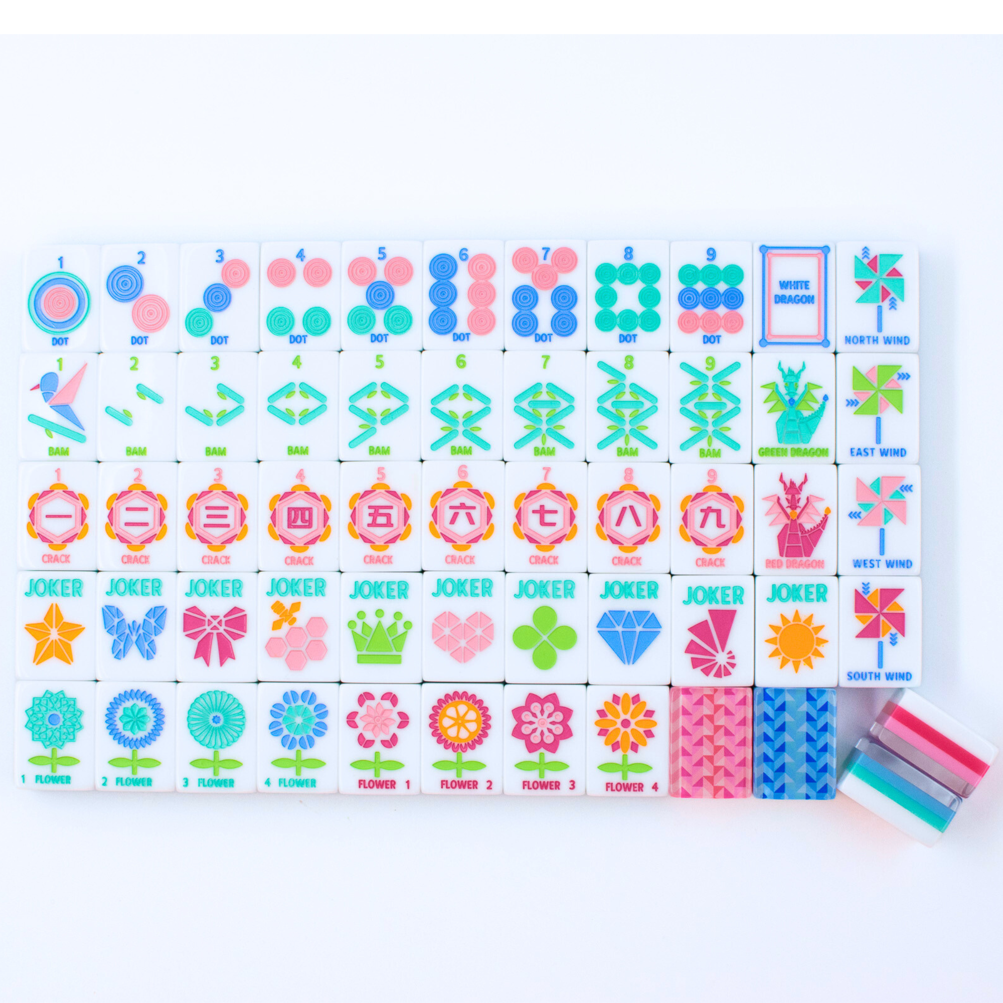 Crystal Prism Blue | Mahjong Tile Set with Bold Angles and Vibrant Vibes