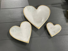 Load image into Gallery viewer, White Marble Heart Tray with Gold Edge Medium
