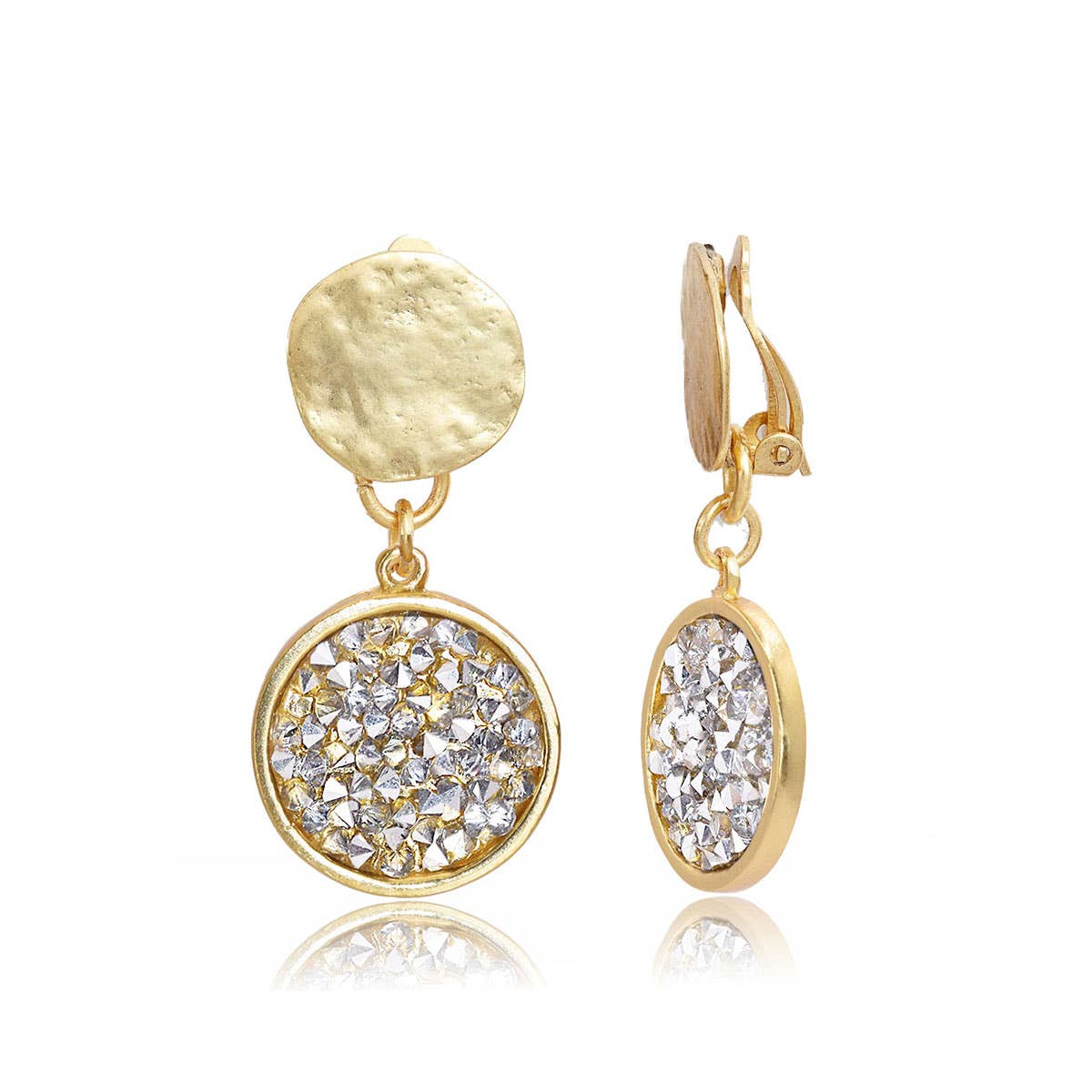 Grey Crystal Cluster Clip-on Earrings