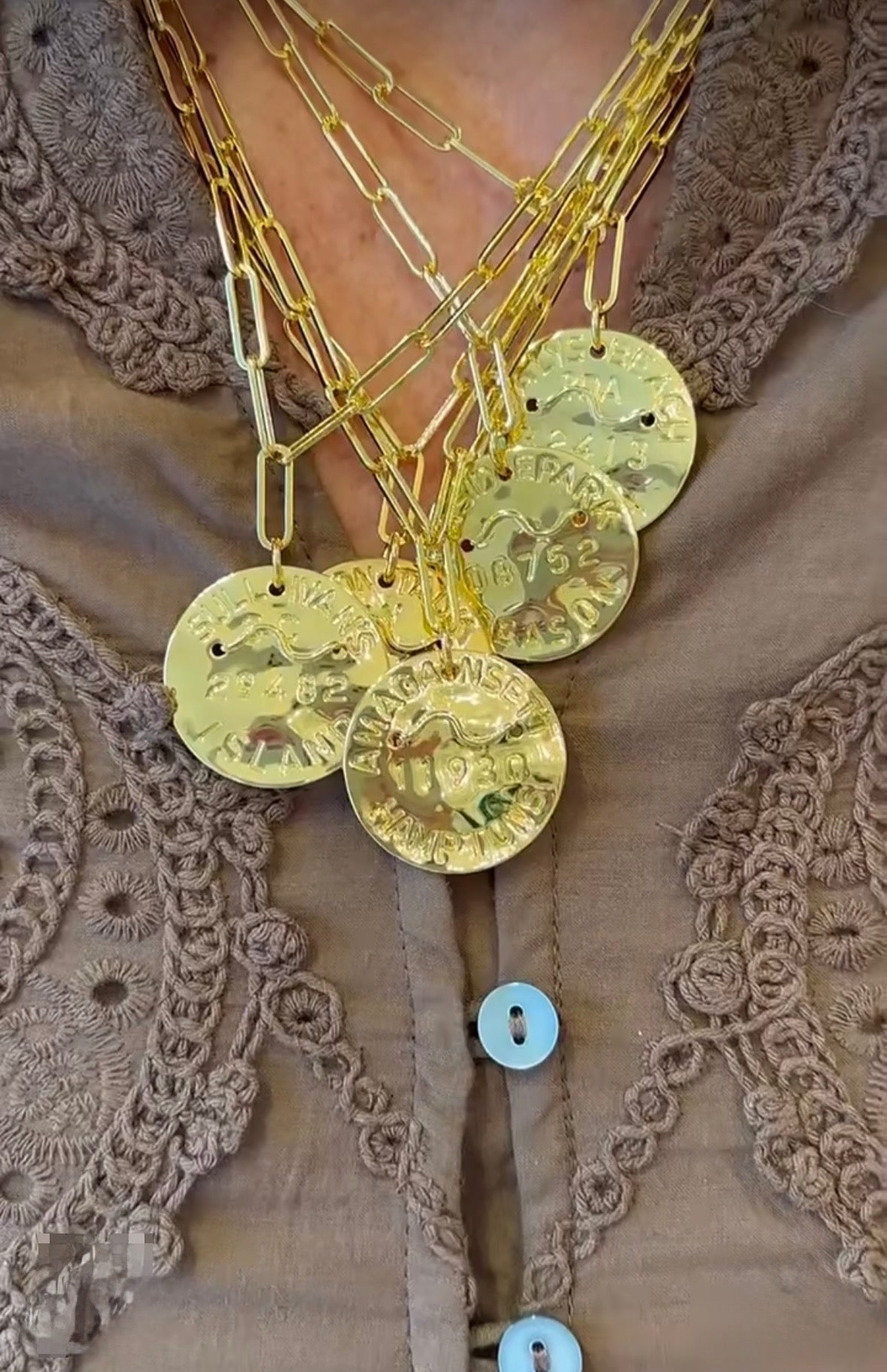 Beach Tag Charm Necklace – 18k Gold Plated