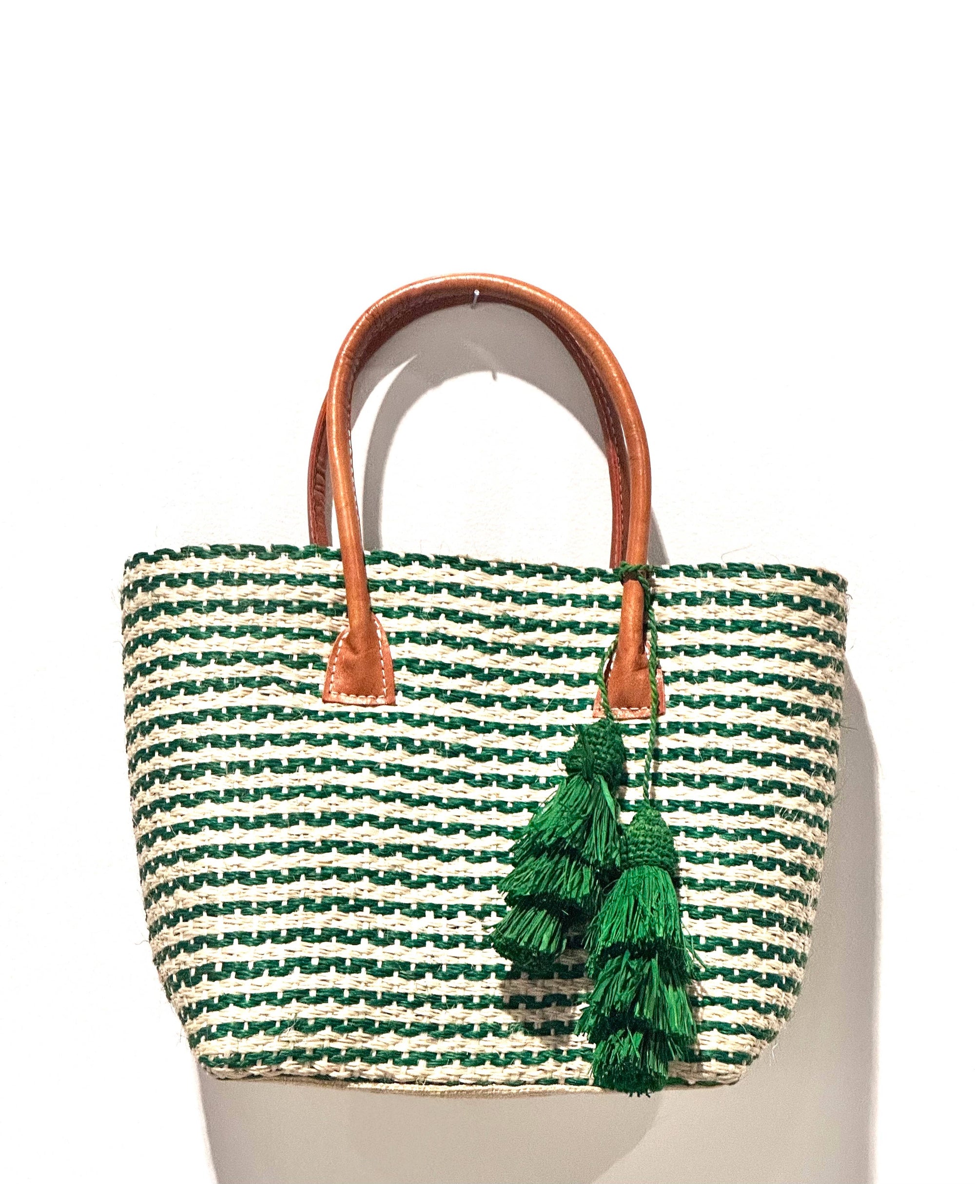Cancun Small Sisal Basket Bag with Tassel Charm