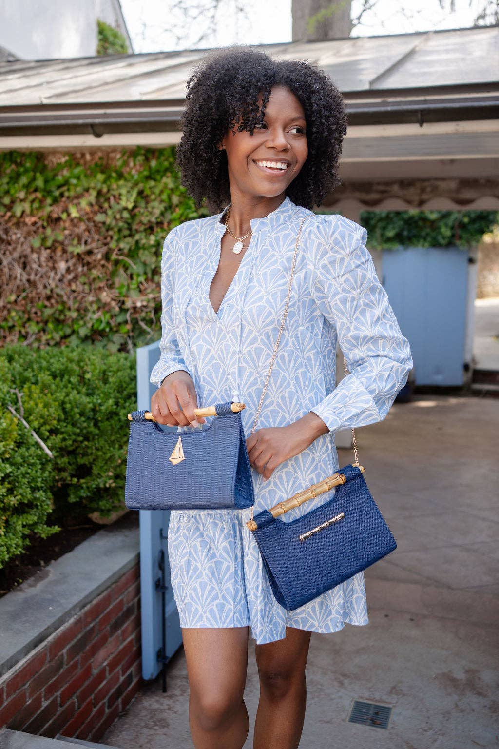 Mary Straw Clutch - Bamboo Natural Handle