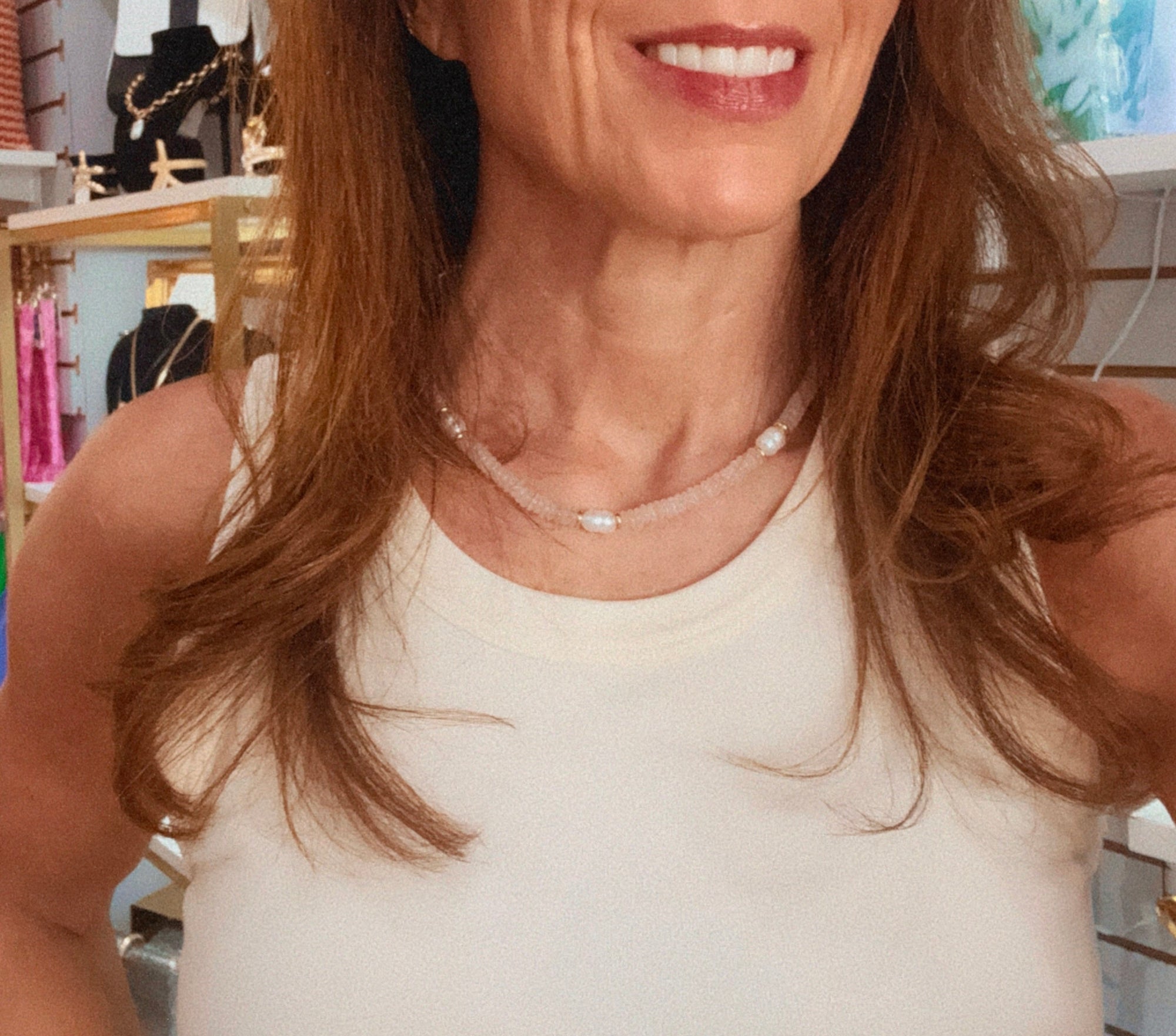 Jenny - Quartz Beaded Necklace with freshwater Pearls