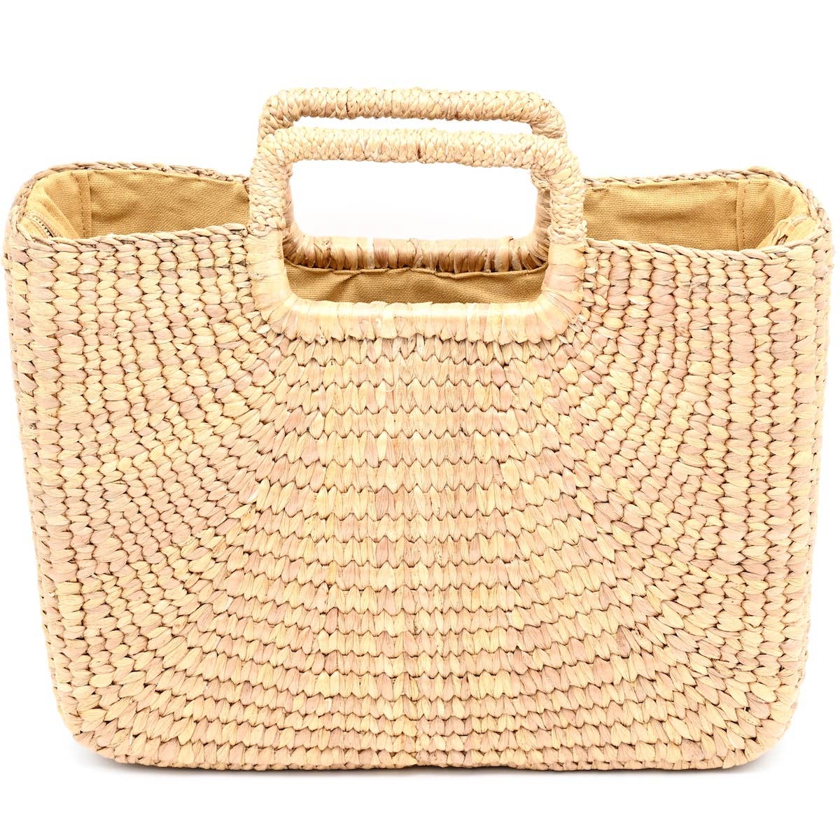 Square tote bag handwoven-natural color