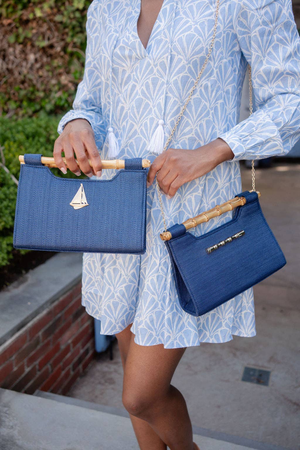 Mary Straw Clutch - Bamboo Natural Handle