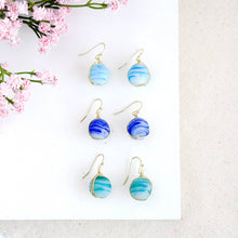 Load image into Gallery viewer, Marbled Glass Drop Earrings (Turquoise)
