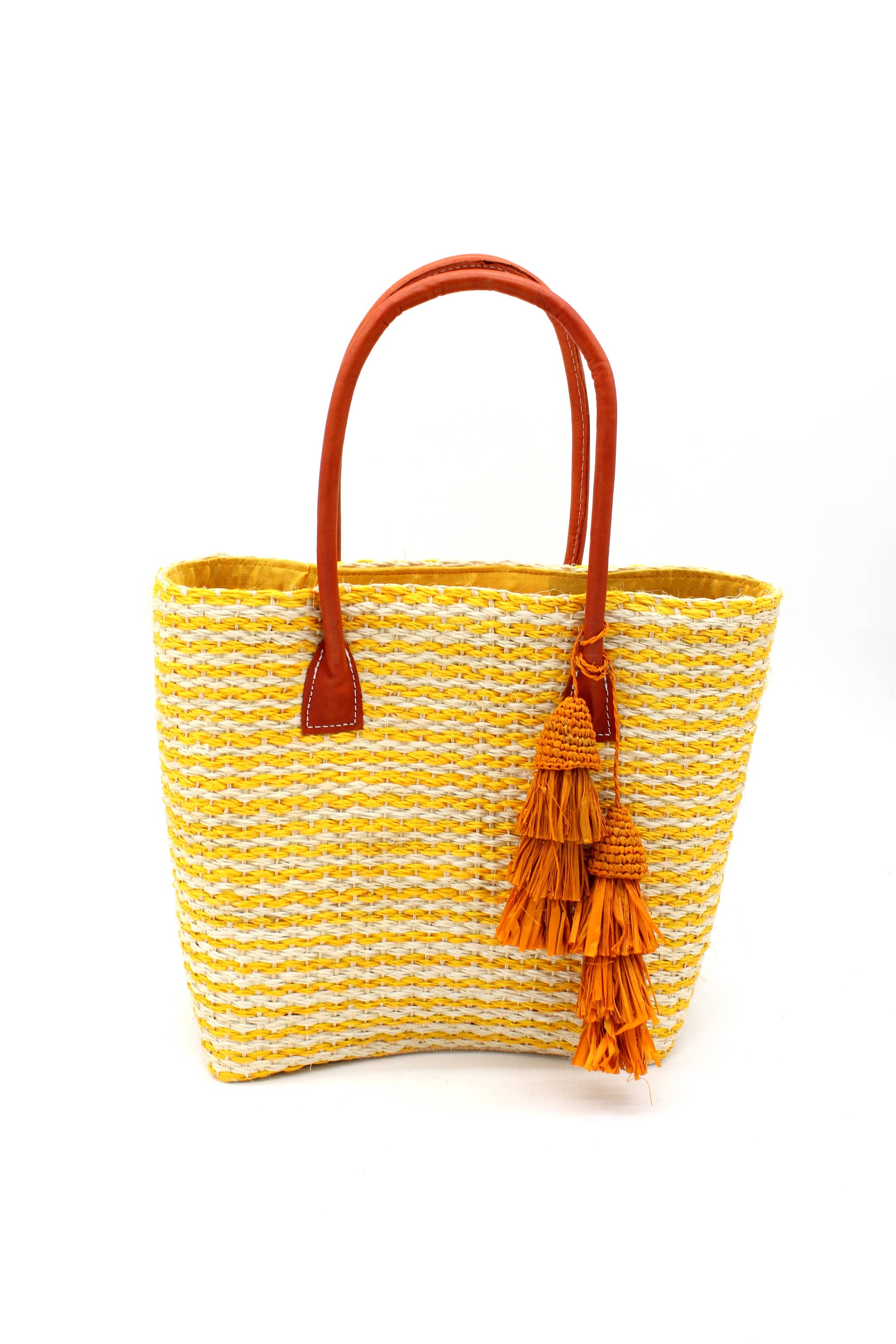 Cancun Small Sisal Basket Bag with Tassel Charm