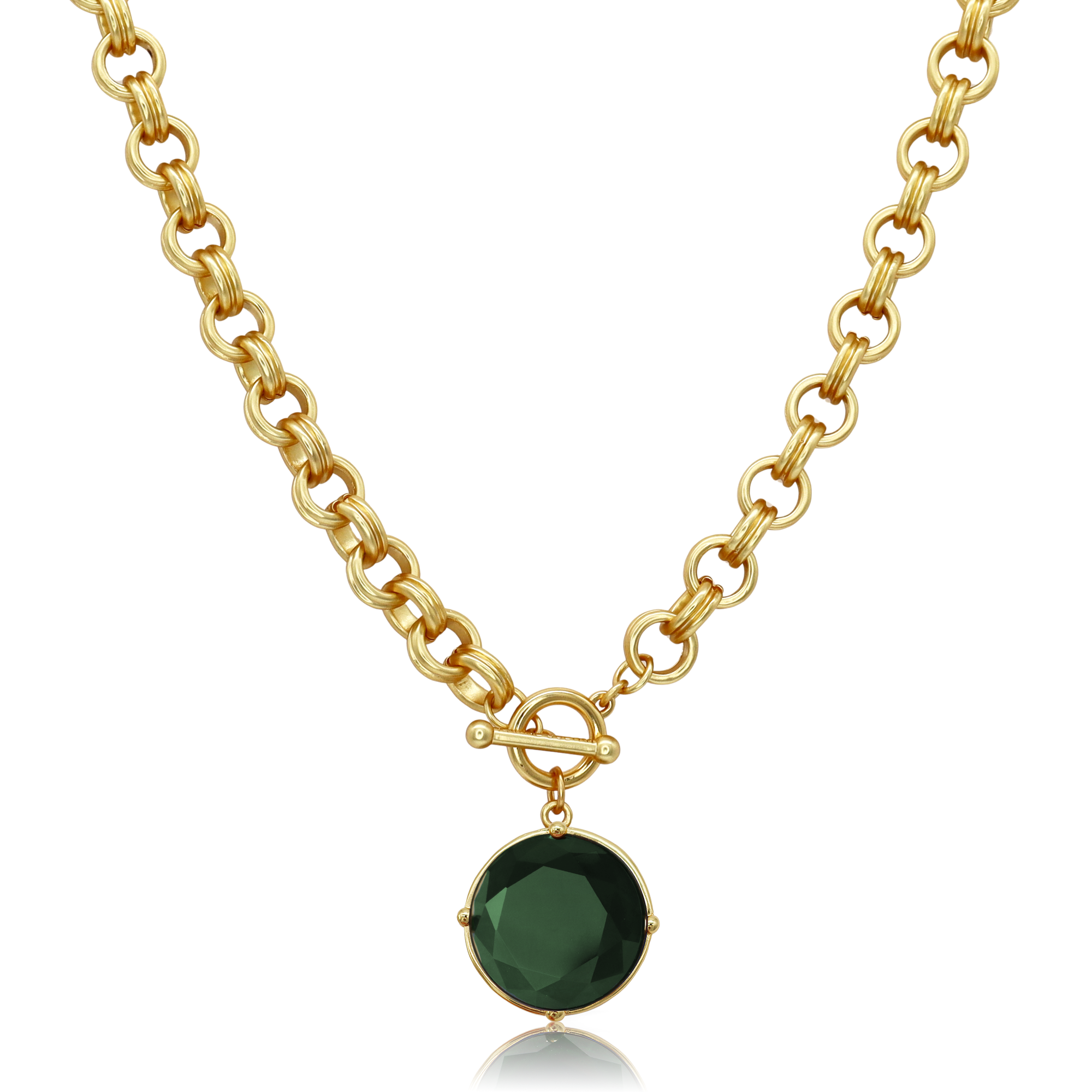 Cabochon Pendant Necklace - Mother of Pearl-24K Gold Plated
