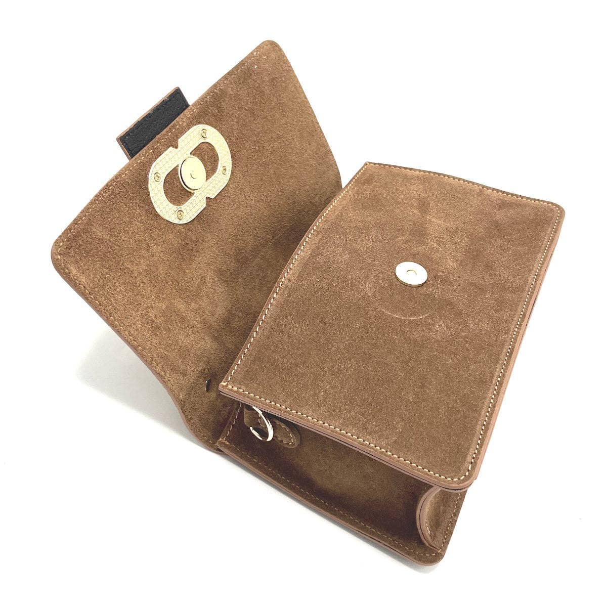 Italian Suede Leather Clutch Bag with Chain