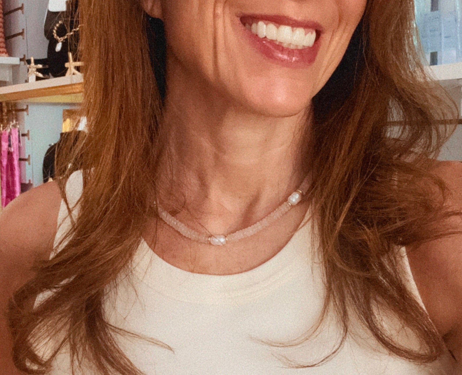 Jenny - Quartz Beaded Necklace with freshwater Pearls