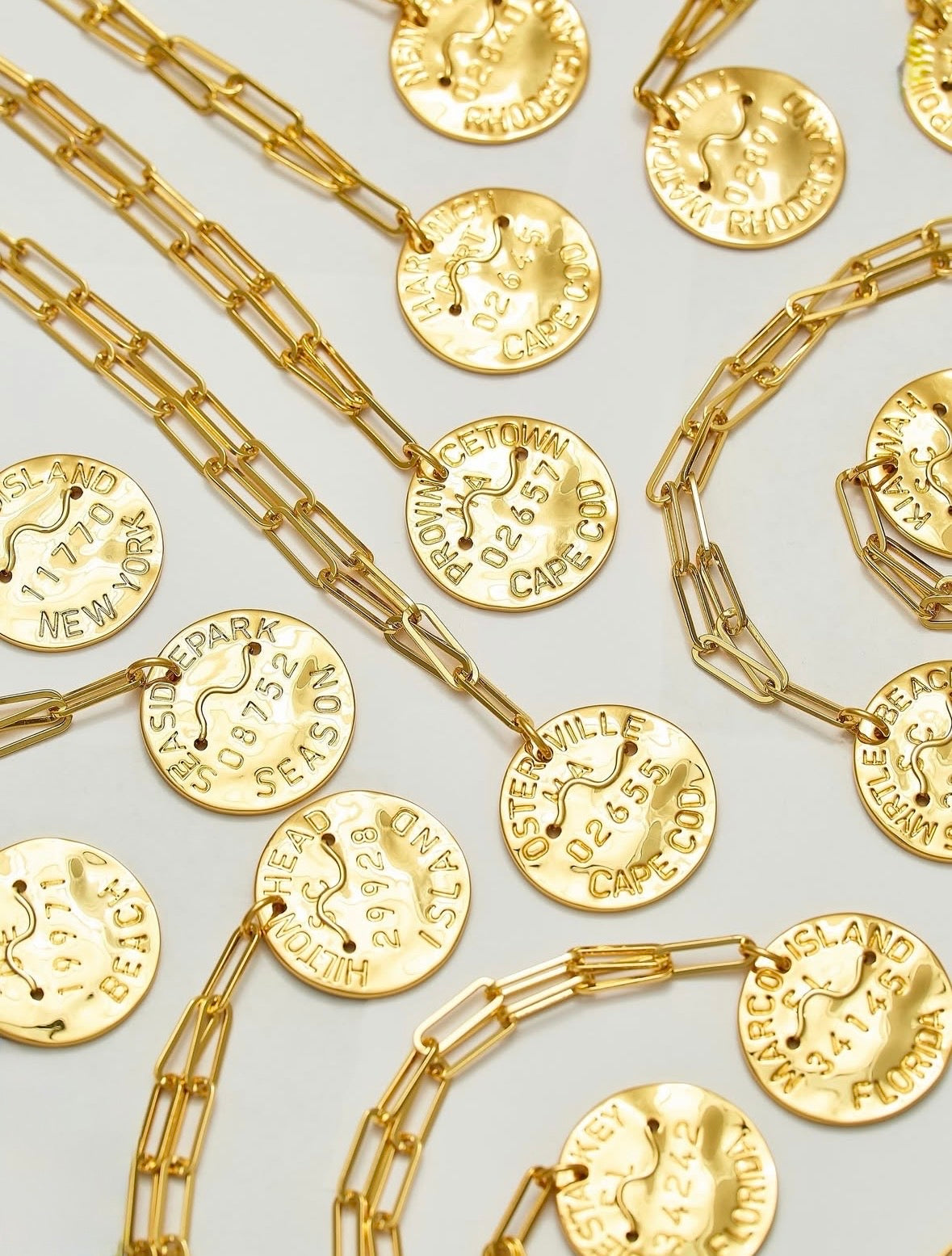 Beach Tag Charm Necklace – 18k Gold Plated