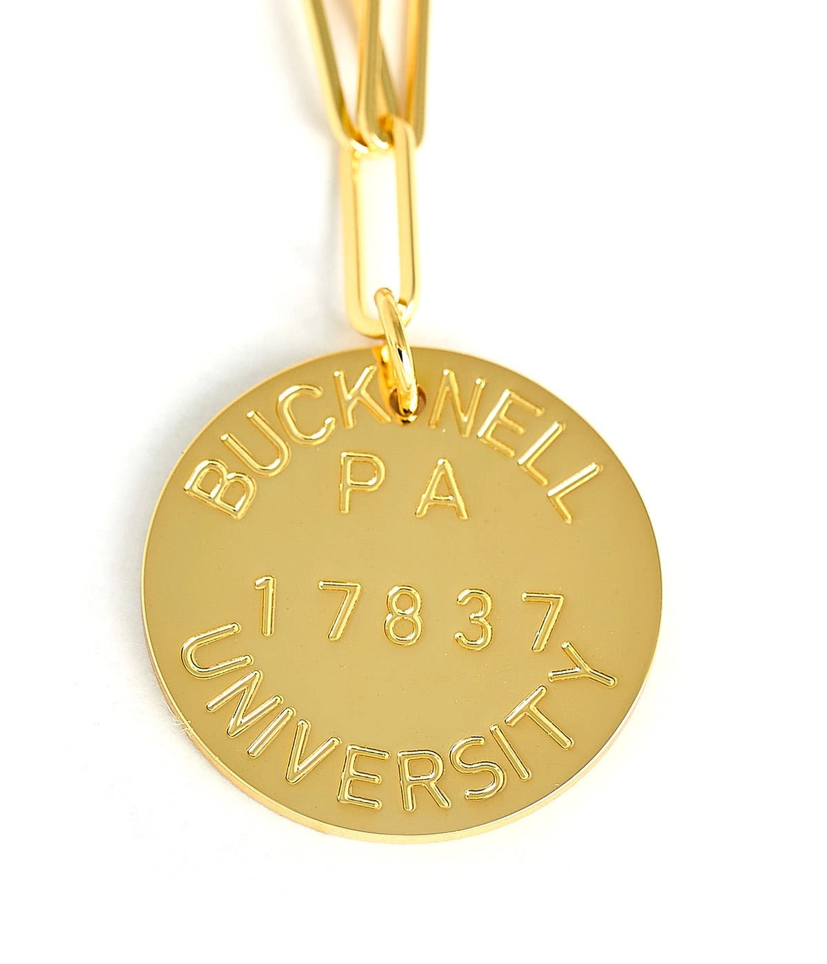 College Tag Charm Necklace - 18k Gold Plated