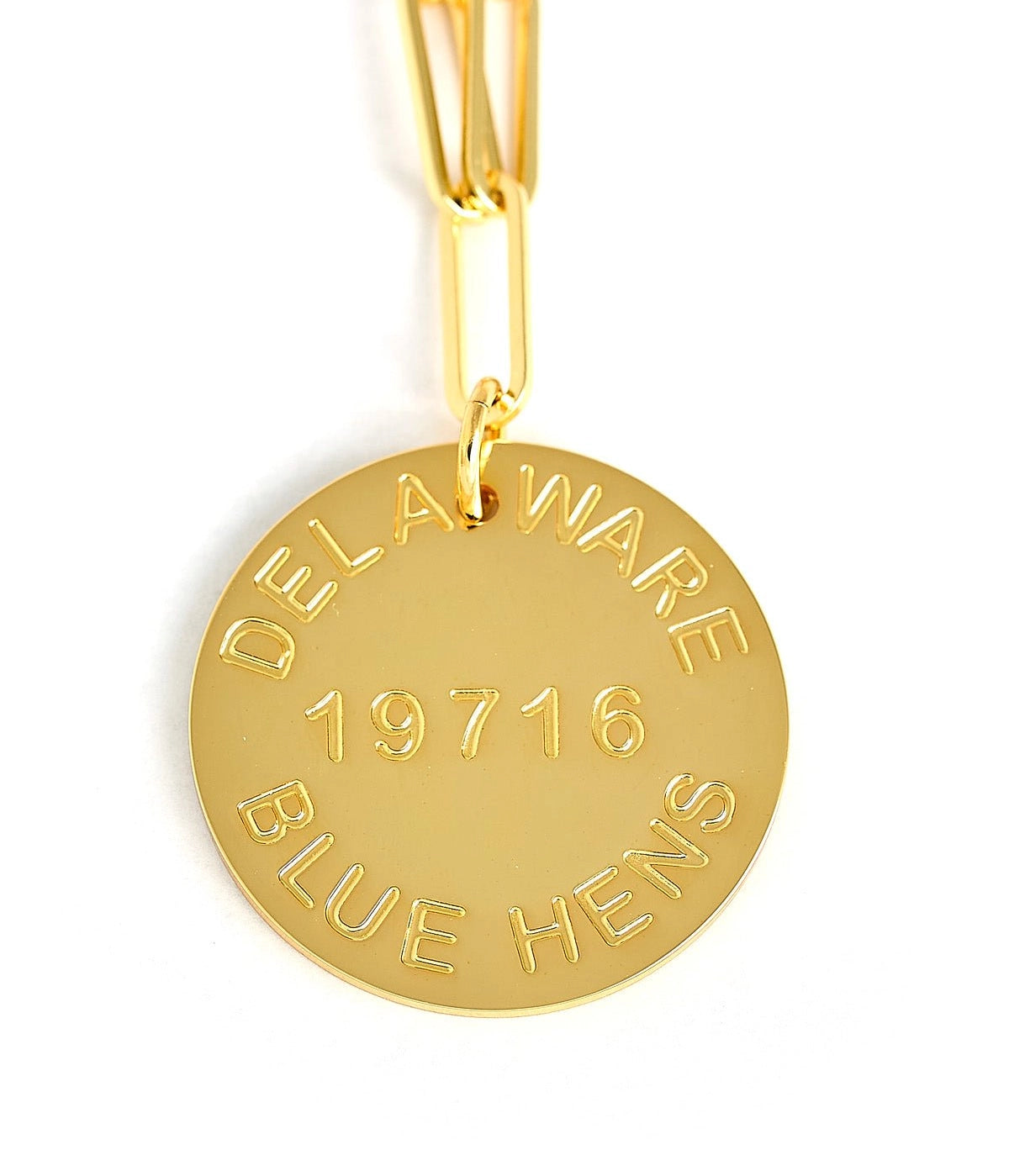 College Tag Charm Necklace - 18k Gold Plated