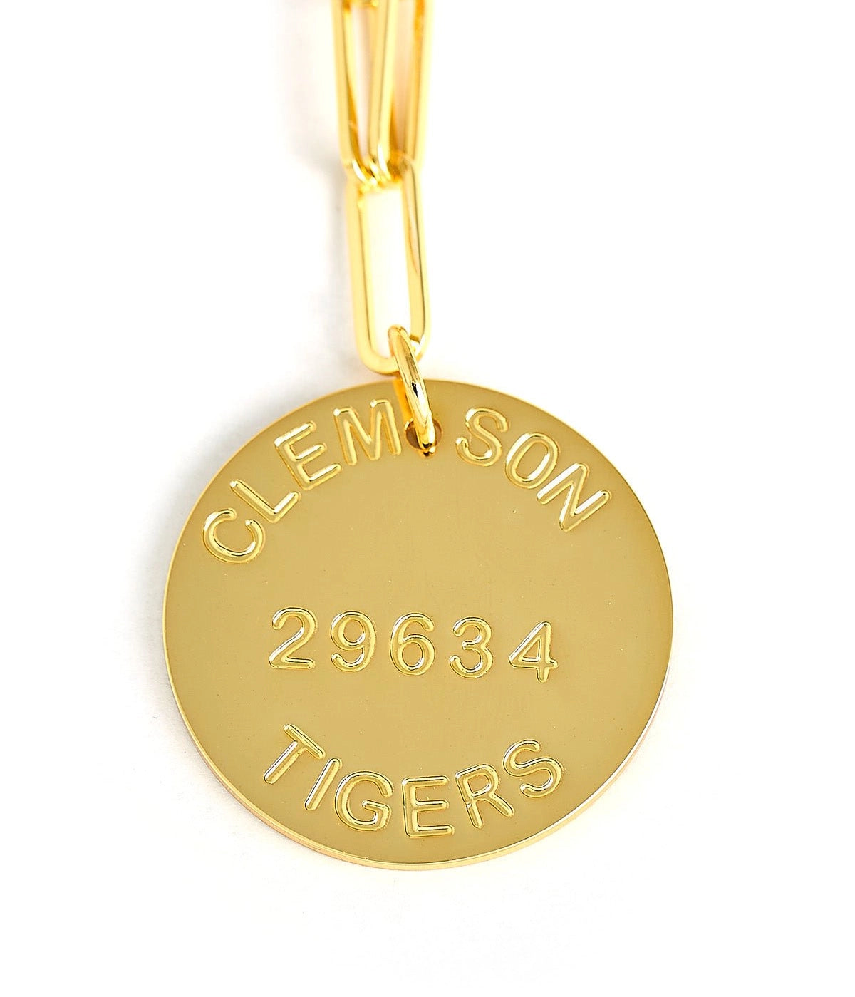 College Tag Charm Necklace - 18k Gold Plated