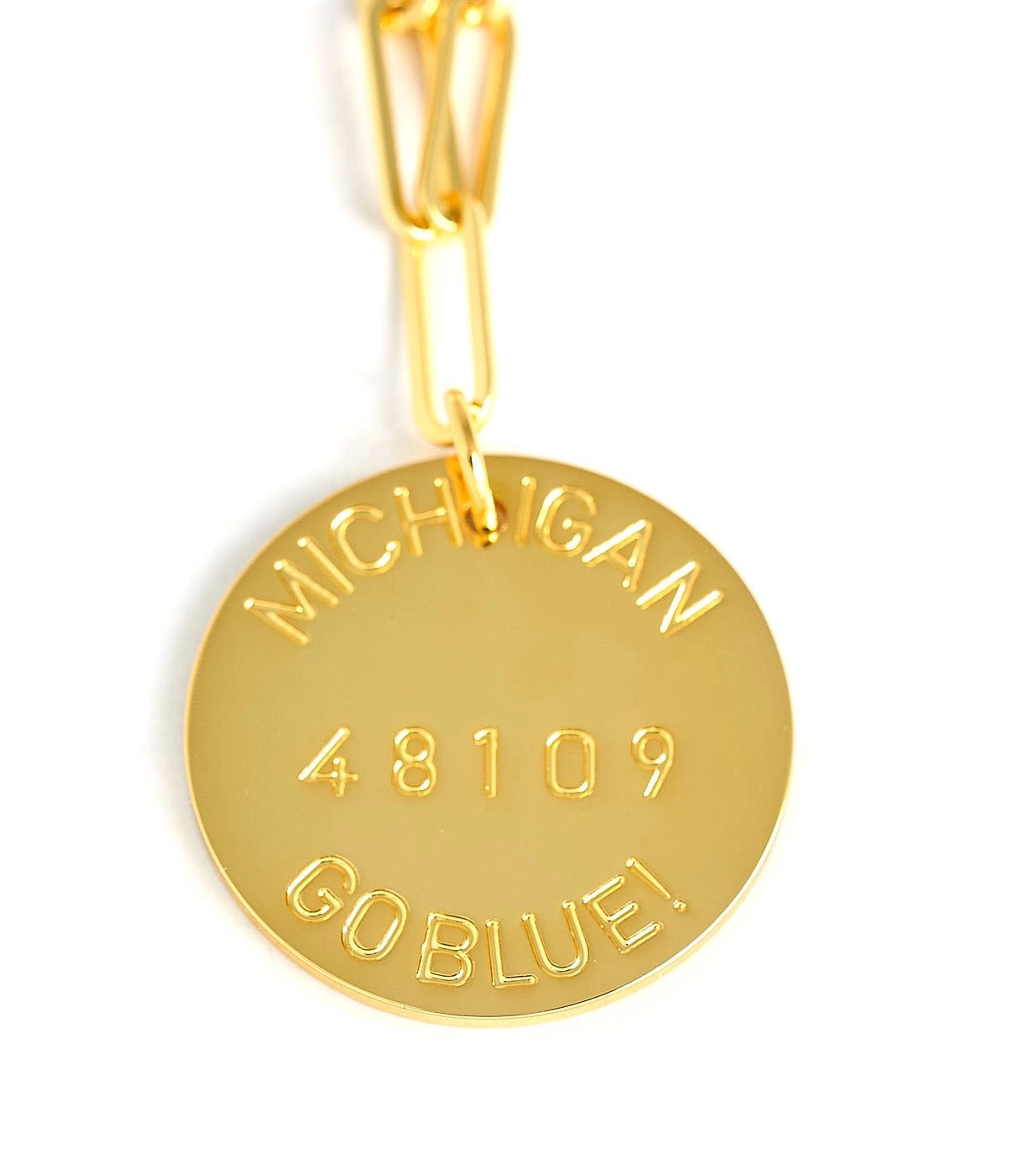 College Tag Charm Necklace - 18k Gold Plated