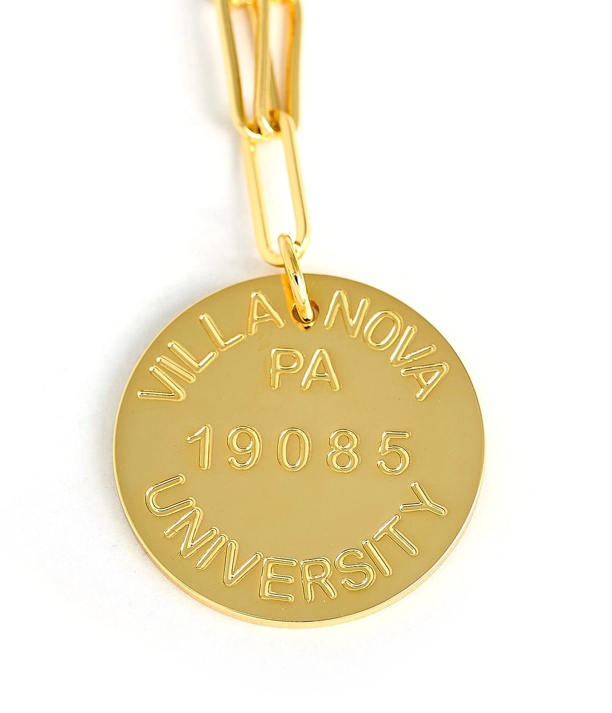 College Tag Charm Necklace - 18k Gold Plated