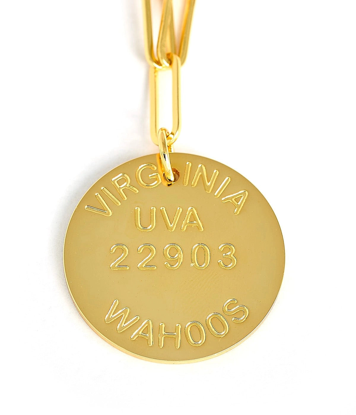 College Tag Charm Necklace - 18k Gold Plated
