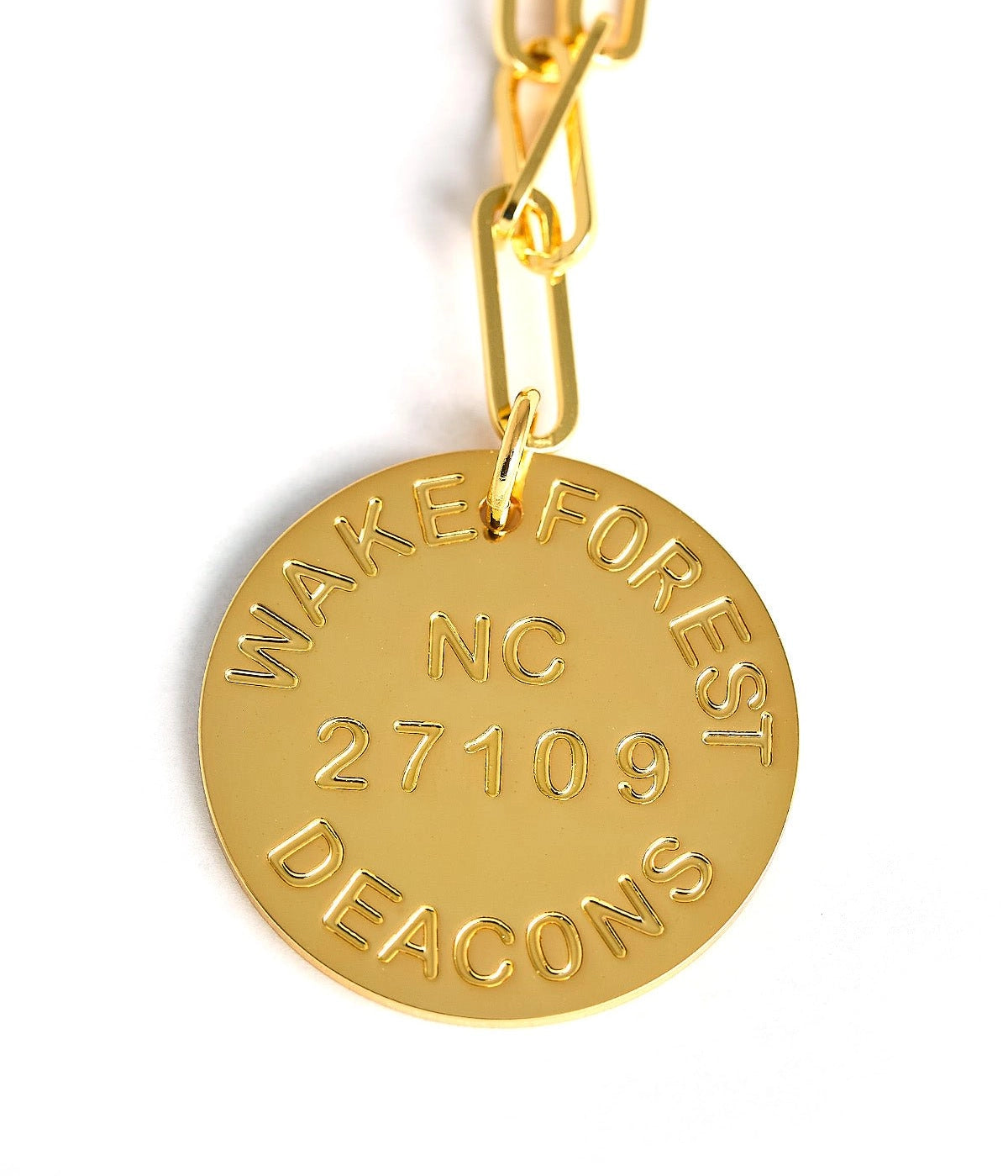 College Tag Charm Necklace - 18k Gold Plated