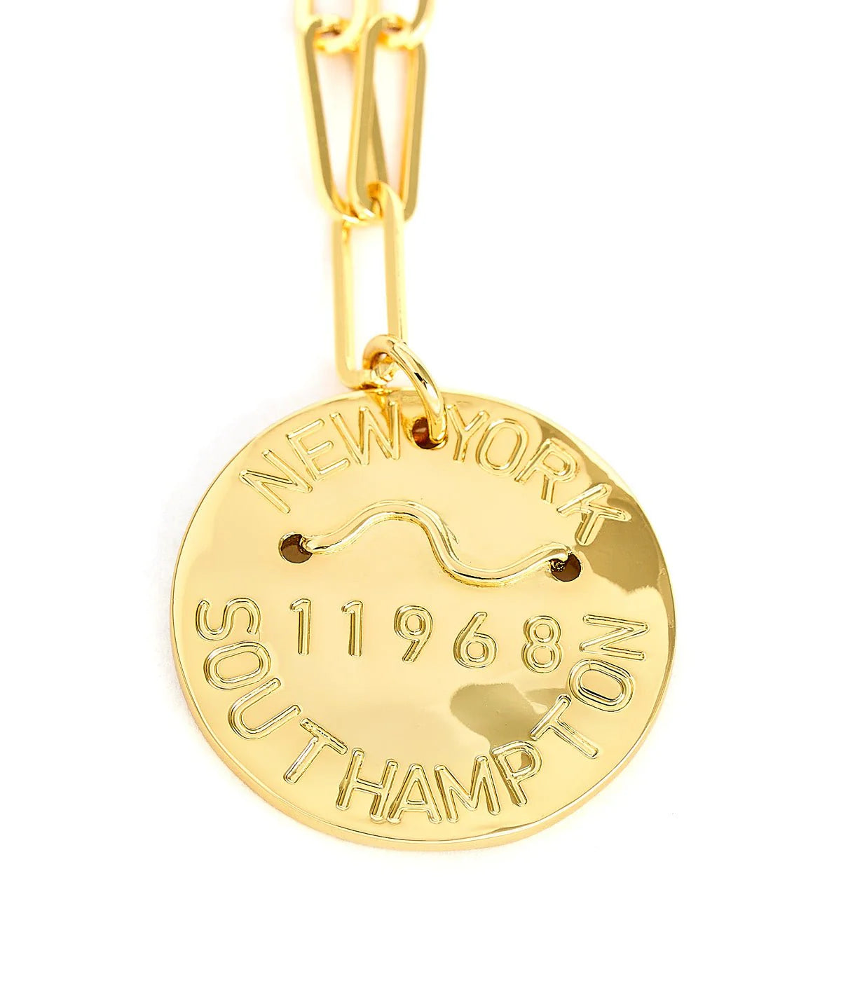 Beach Tag Charm Necklace – 18k Gold Plated