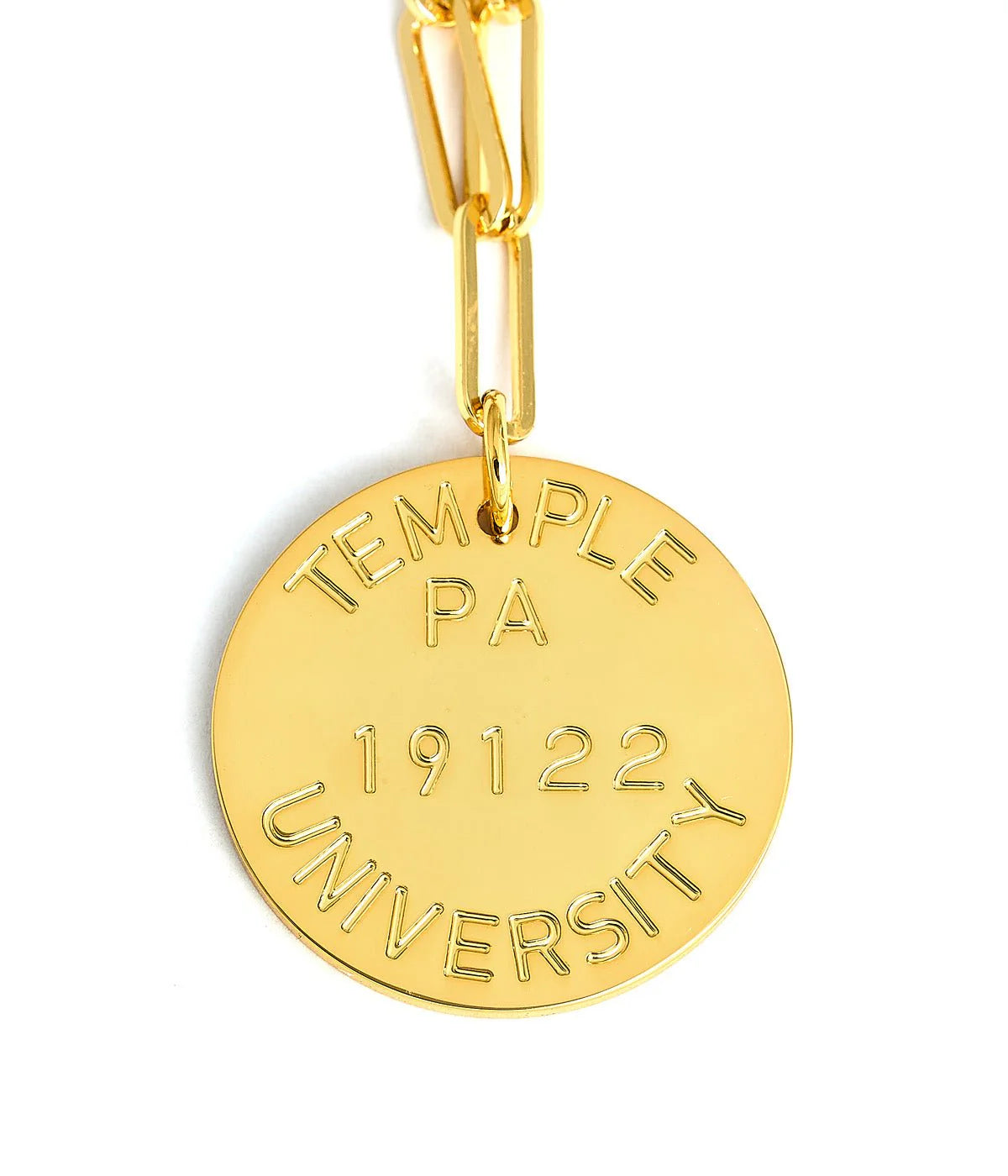 College Tag Charm Necklace - 18k Gold Plated