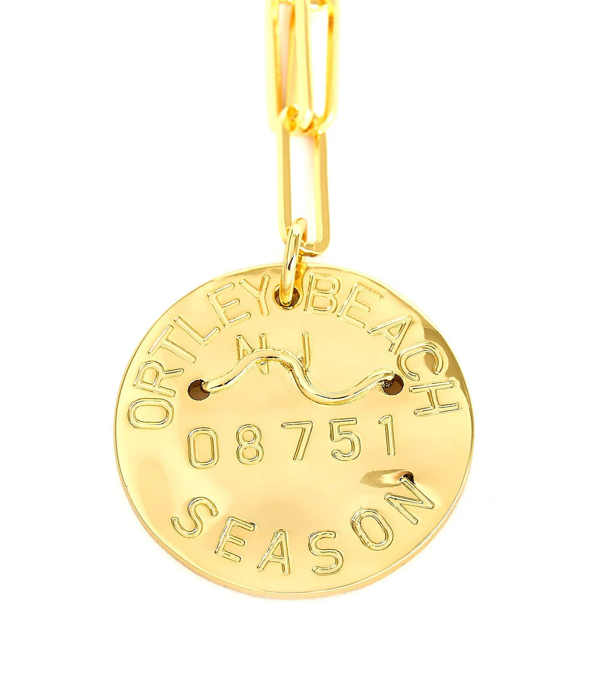Beach Tag Charm Necklace – 18k Gold Plated