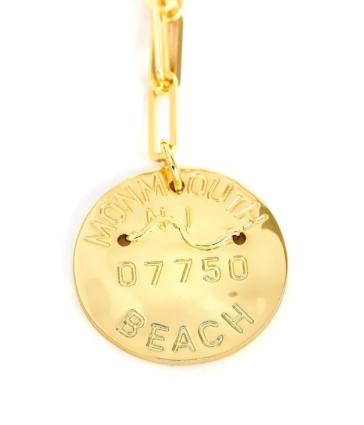 Beach Tag Charm Necklace – 18k Gold Plated