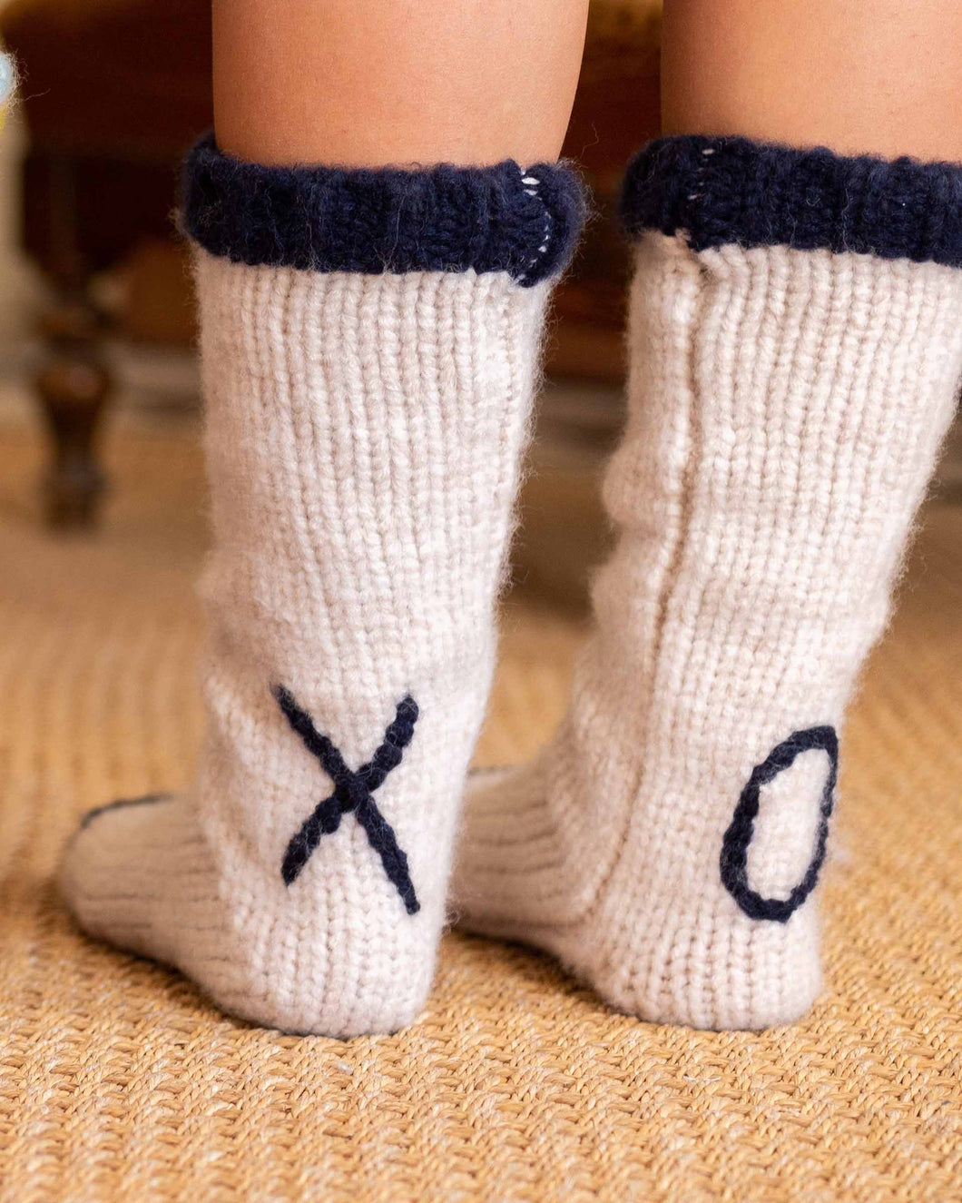 Sailor Love Knit XO Slipper Socks