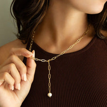 Load image into Gallery viewer, Paperclip Y Necklace with Ball
