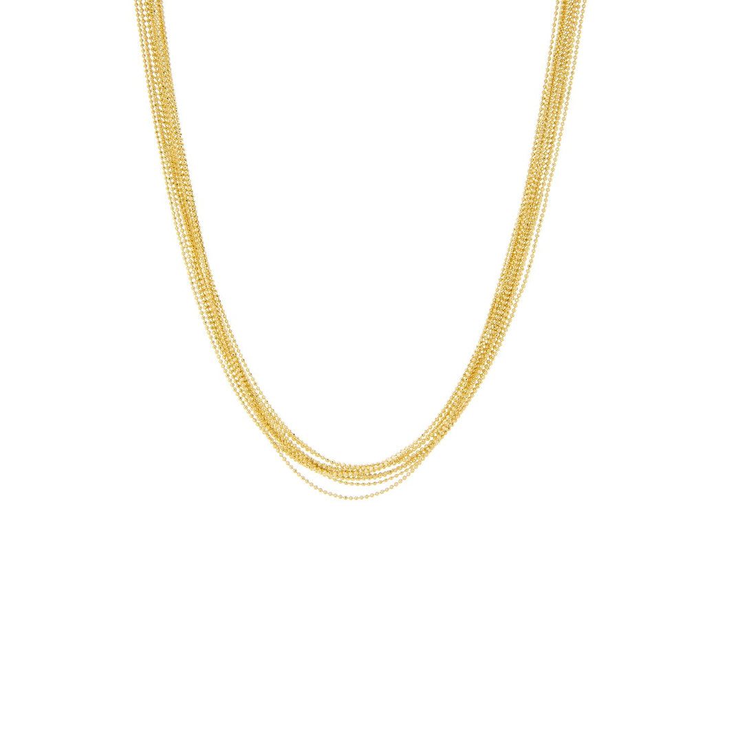 Gold-Multi Strand Ball Chain Necklace