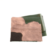 Load image into Gallery viewer, A Midweight Patterned Scarf with a folded fabric design, showcasing a camouflage pattern in shades of pink, green, and brown on a white background.
