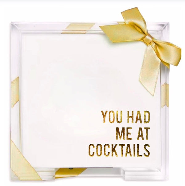 Cocktail Napkin Acrylic Tray Set