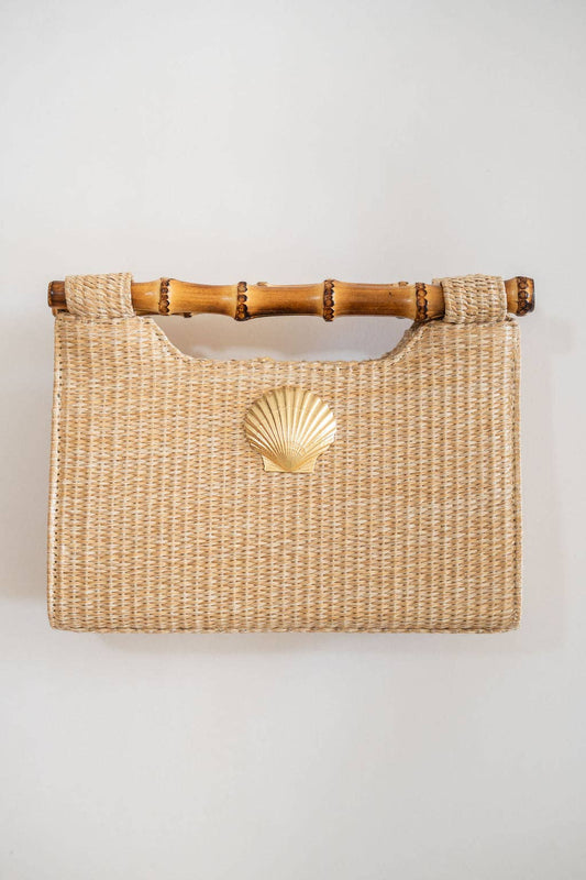 Mary Straw Clutch - Bamboo Natural Handle