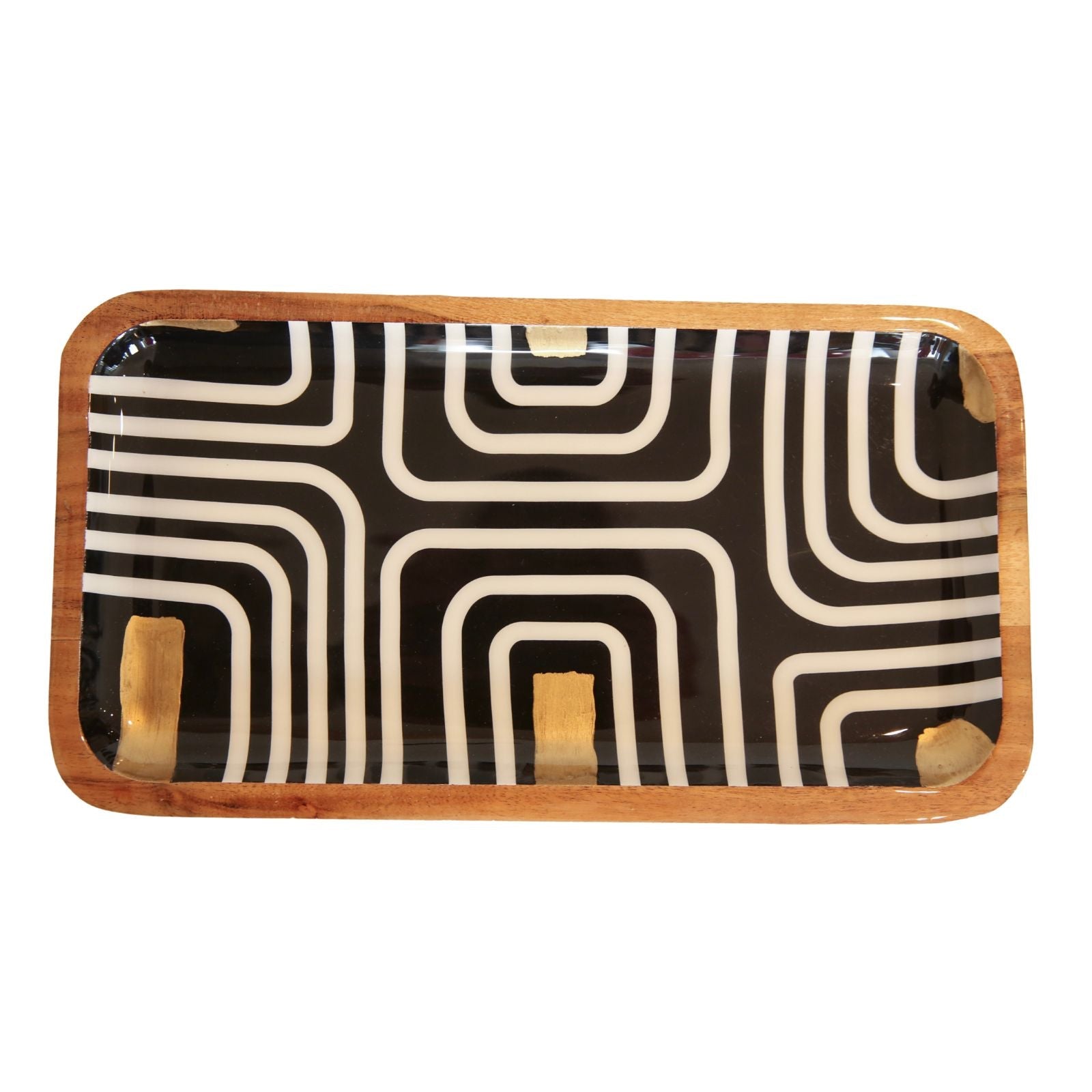 Mango Wood &amp; Enamel Small Tray