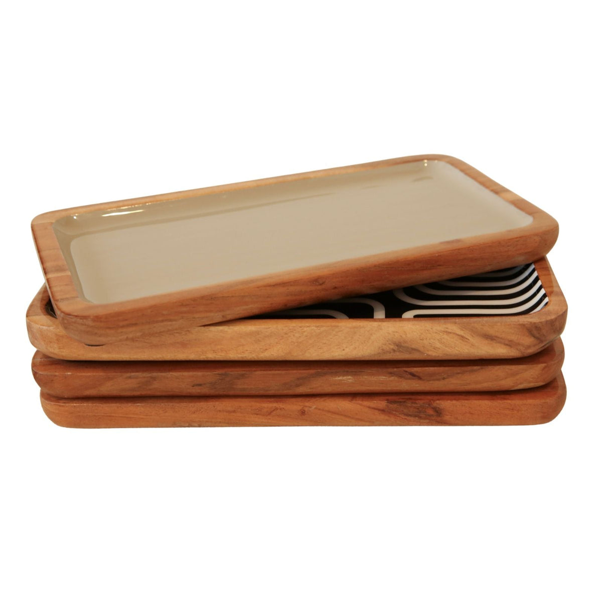 Mango Wood &amp; Enamel Small Tray