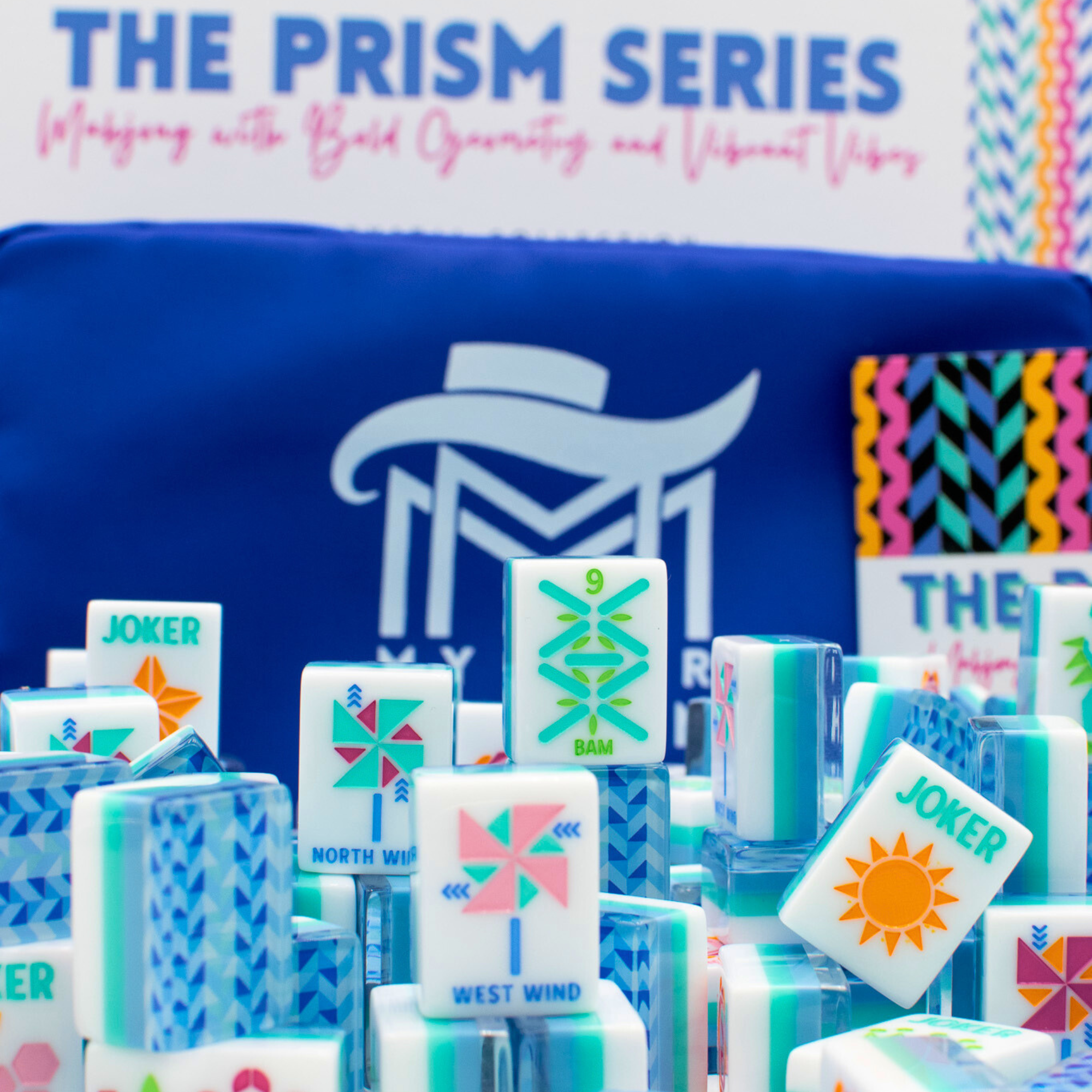 Crystal Prism Blue | Mahjong Tile Set with Bold Angles and Vibrant Vibes