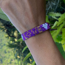 Load image into Gallery viewer, Seed Bead LOVE with Hearts Bracelet - Amethyst
