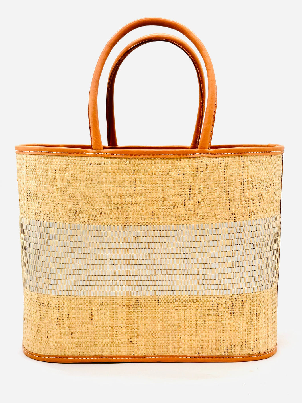 Wynwood Straw Basket Bag Handbag with Metallic Detailing