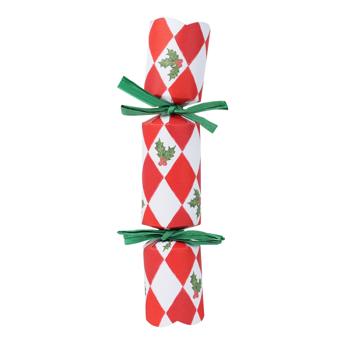Holly Red &amp; White Harlequin Mini Christmas Crackers - 6 Pack