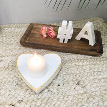 Load image into Gallery viewer, White Marble Heart Tray with Gold Edge Medium

