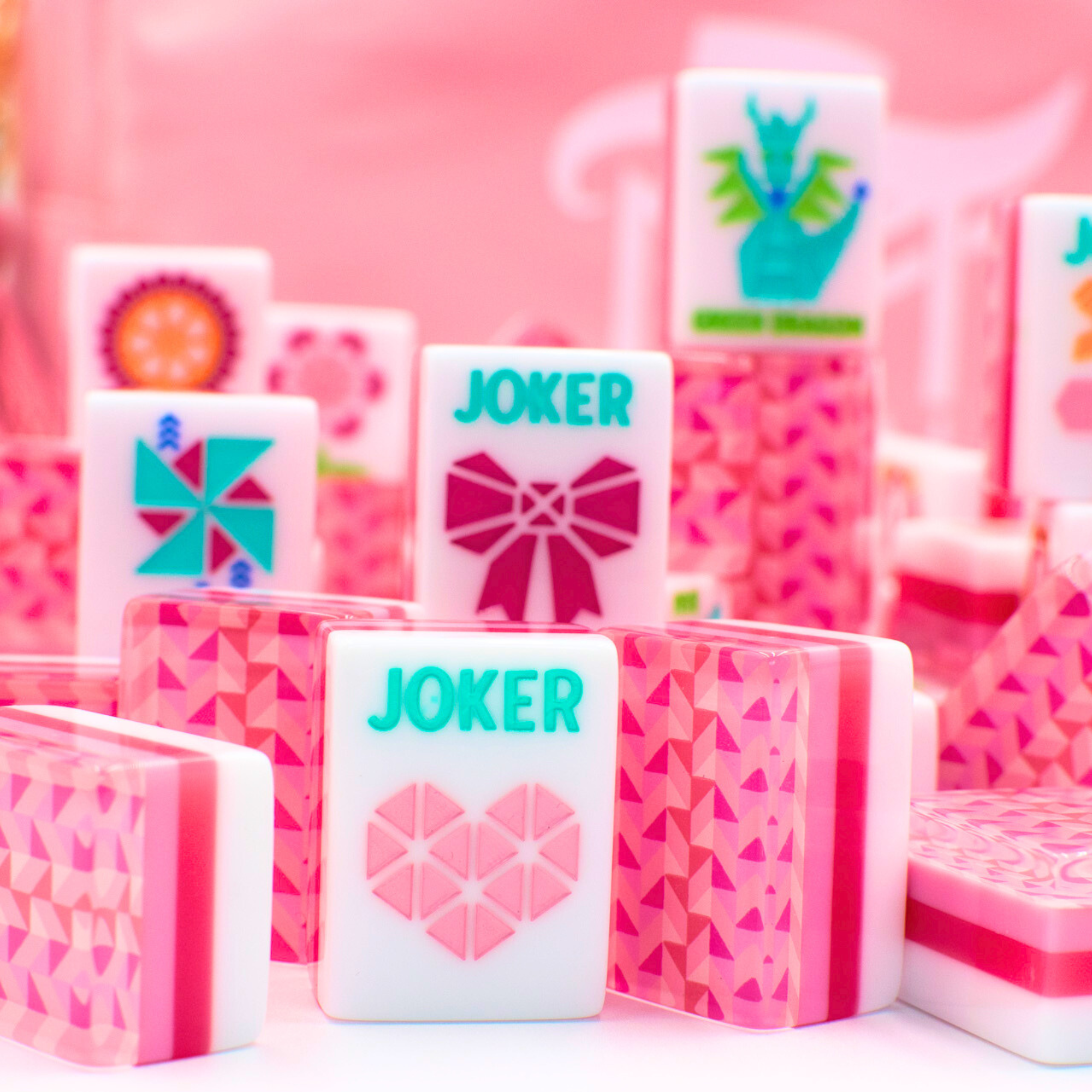 Crystal Prism Pink | Mahjong Tile Set with Bold Angles and Vibrant Vibes