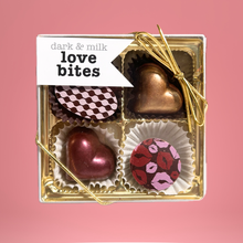 Load image into Gallery viewer, Love bites - 4pc Dark &amp; Milk Valentine&#39;s Day Chocolates
