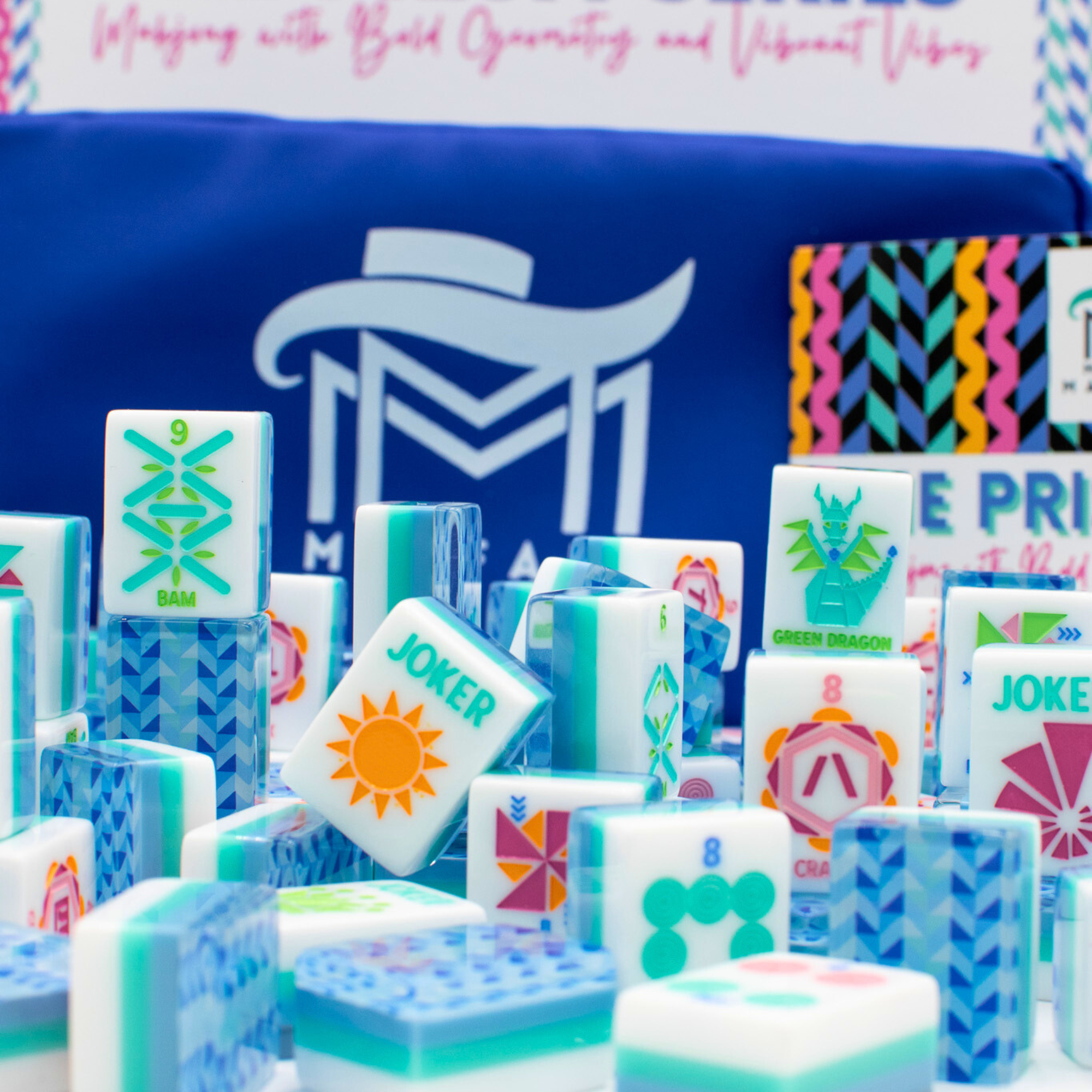 Crystal Prism Blue | Mahjong Tile Set with Bold Angles and Vibrant Vibes