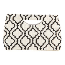 Load image into Gallery viewer, Ivory &amp; Black Geometric Beaded Clutch
